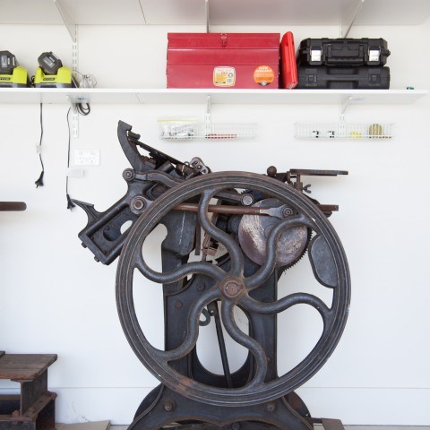 The letterpress arrives — let the cleaning commence! — on For the Love of George