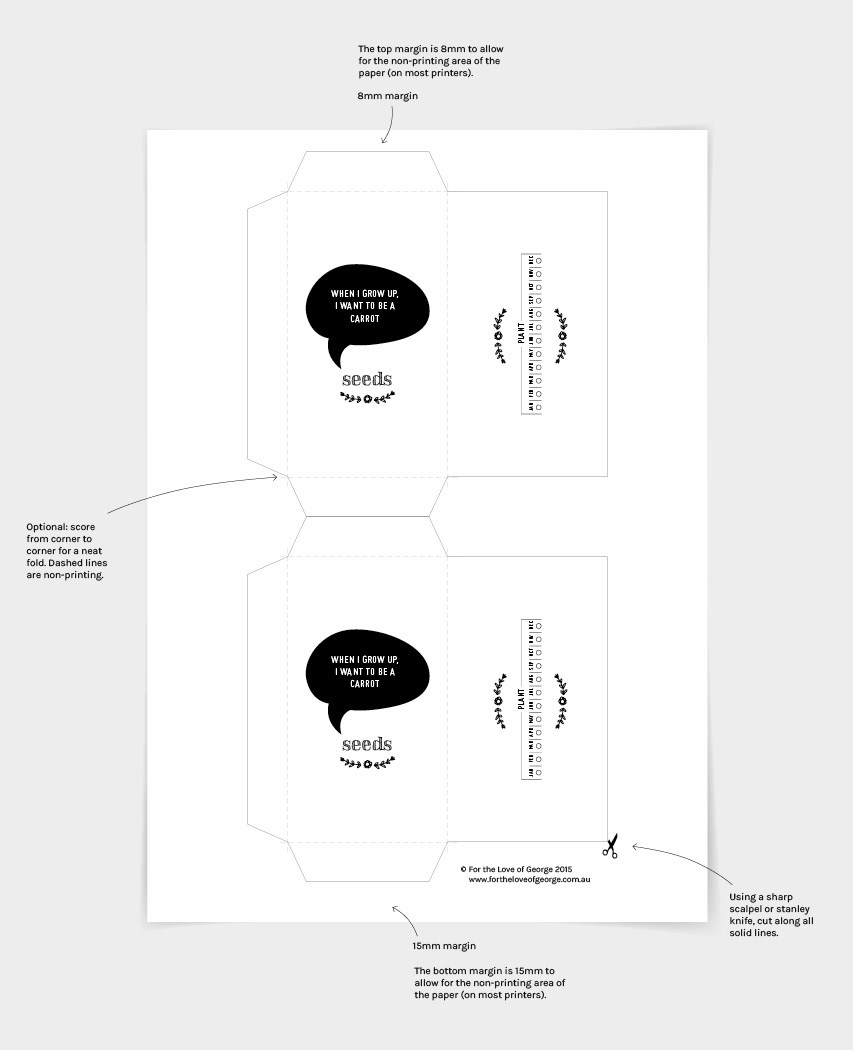 Free download: Seed packet printable cutting instructions on For the Love of George