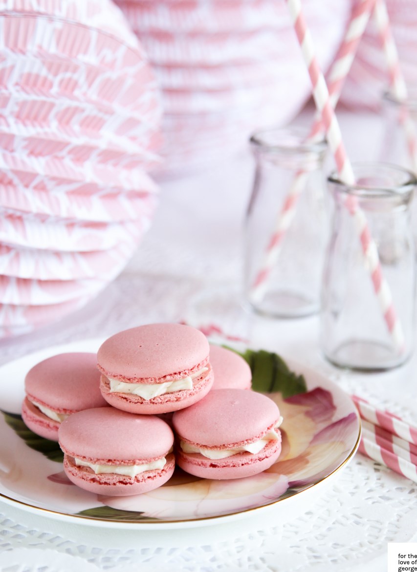 Pink macarons on For the Love of George