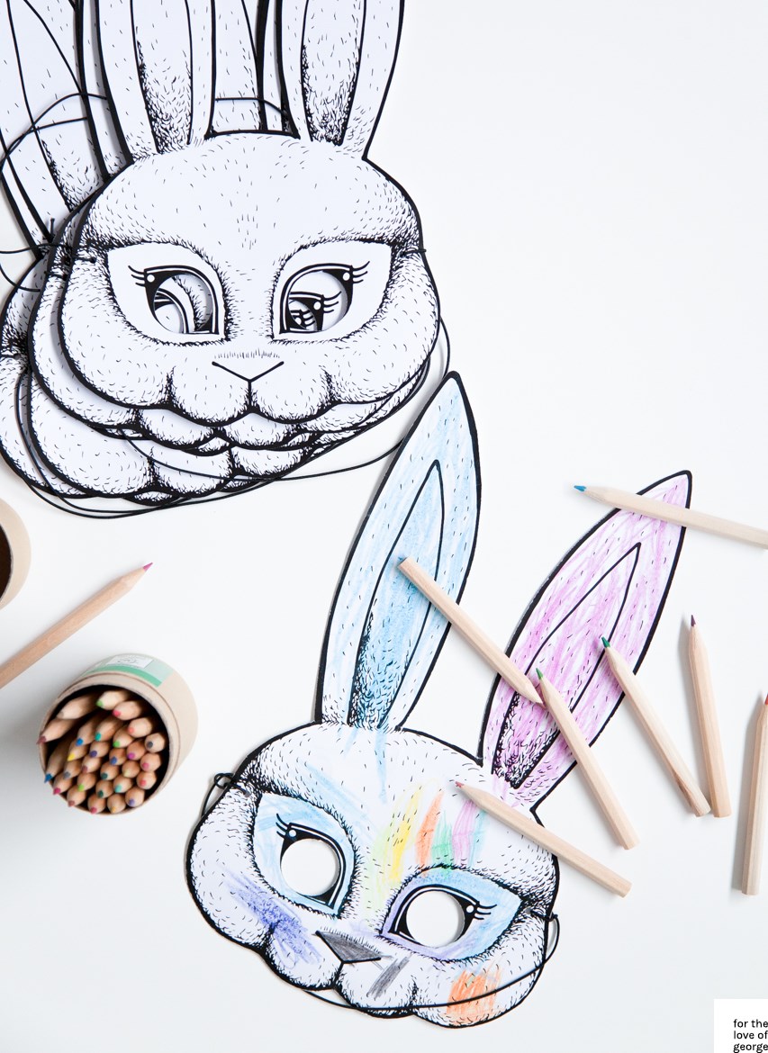 Free printable kids Bunny Mask download on For the Love of George
